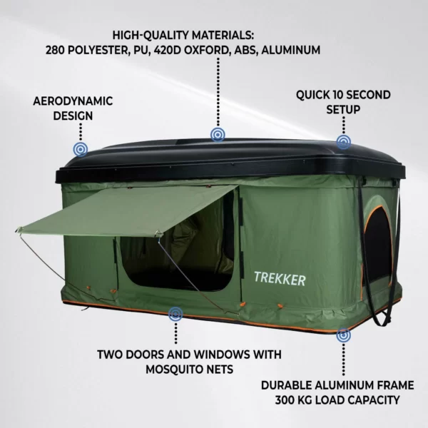Trekker Rooftop tent Hut M, green - Image 3