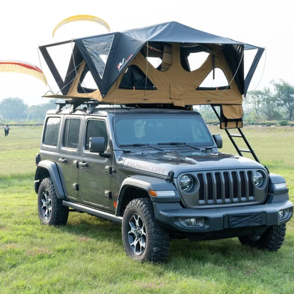 Naturnest Andromeda Soft Shell Rooftop Tent mounted on SUV