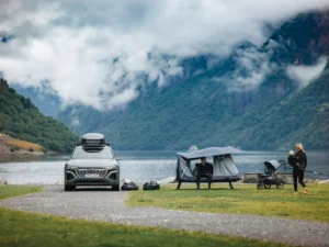 Thule Outset Towbar-Mounted Car Tent attached to vehicle