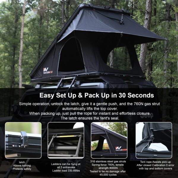 Naturnest Polaris Plus Triangle Rooftop Tent mounted on SUV